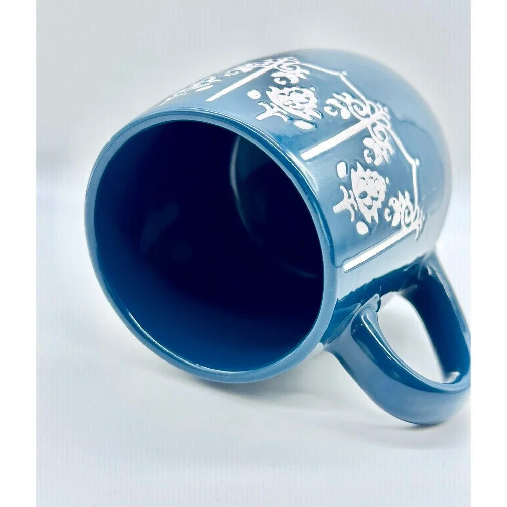 Fabulous Home Filigree Embossed Teal Blue Green White Coffee Mug Cup - Picture 5 of 8